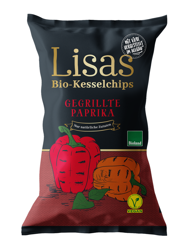Lisas Bio-Kesselchips Gegrillte Paprika 125g – Just Organic Lisas Bio-Kesselchips Gegrillte Paprika 125g – Just Organic